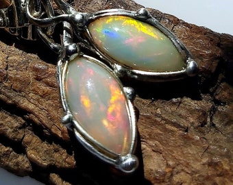 Fantastiques boucles d'oreilles en opale - opale cristal - forme marquise - Ethiopie - Welo - UNIKAT !