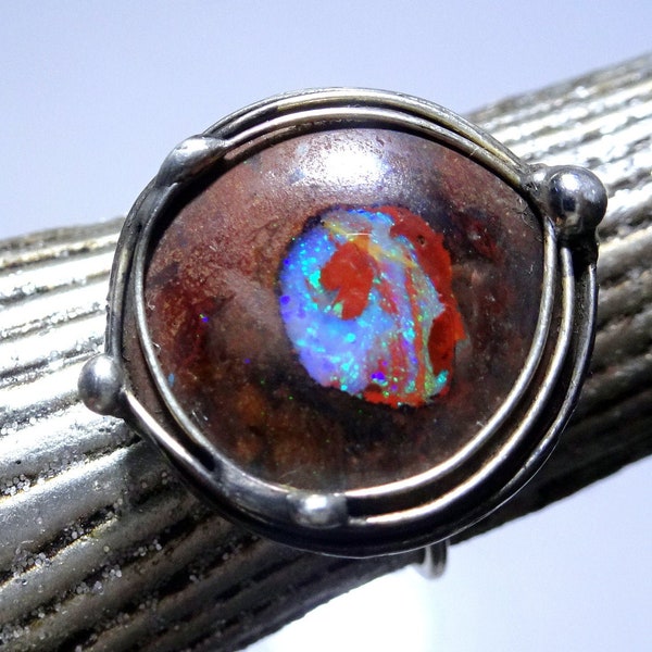 Opal-Ring - UNIKAT! Boulder Opal-Taler - Australien