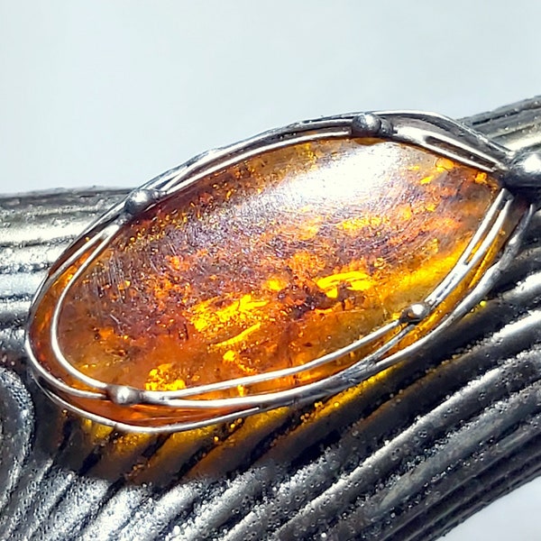 Magnificent sun-golden amber pendant - UNIKAT!