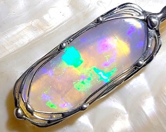 Traumhafter Opal-Anhänger - "Licht-Bringer" - Beeindruckender Kristall-Opal - Welo -Äthiopien - gigantisches Leuchtfeuer -UNIKAT!