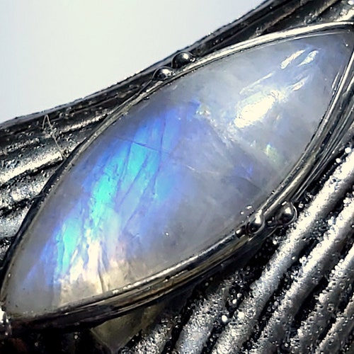PURE MYSTICISM! Moonstone shops Pendant - Indian Moonstone - Navette Shape - Unique! For men and women!