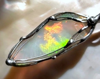 Fantastic crystal opal pendant - large raw stone - great beacon on both sides - Ethiopia - UNIKAT! For men and women!