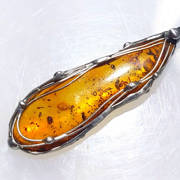 Magnificent sun-golden amber pendant - UNIKAT! For men and women!