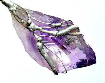 Pure mysticism! HUGE - intense amethyst - pendant - raw crystal point - Brazil - UNIQUE! For men and women!