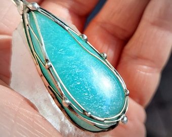 Enchanting - huge - AMAZONITE - pendant - teardrop shape - very noble - intense color - top quality - UNIKAT! For men and women!