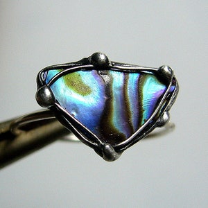 MYSTIK PUR Ring-Abalone and Pearl-UNIKAT!
