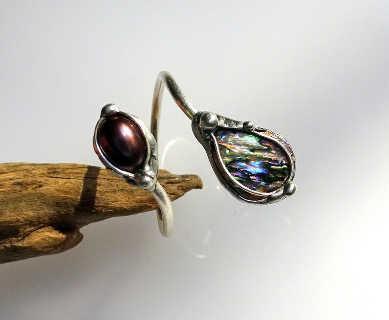 MYSTIK PUR Ring-Abalone and Pearl-UNIKAT!