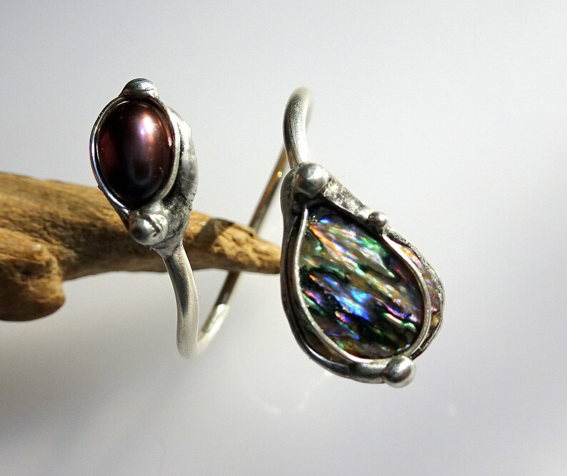 MYSTIK PUR Ring-Abalone and Pearl-UNIKAT!
