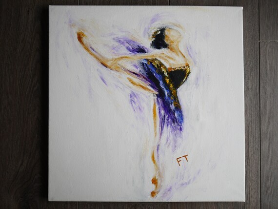 Ballerina Tutu Finger-painted Acrylic on Canvas 40x40cm | Etsy