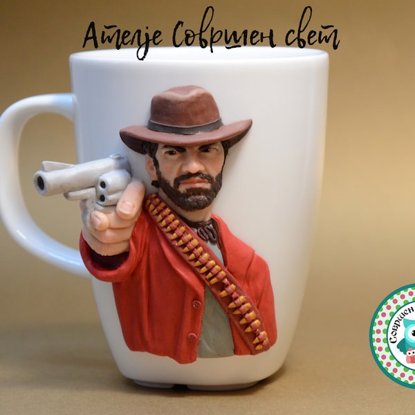 Mug en pâte polymère avec cow-boy