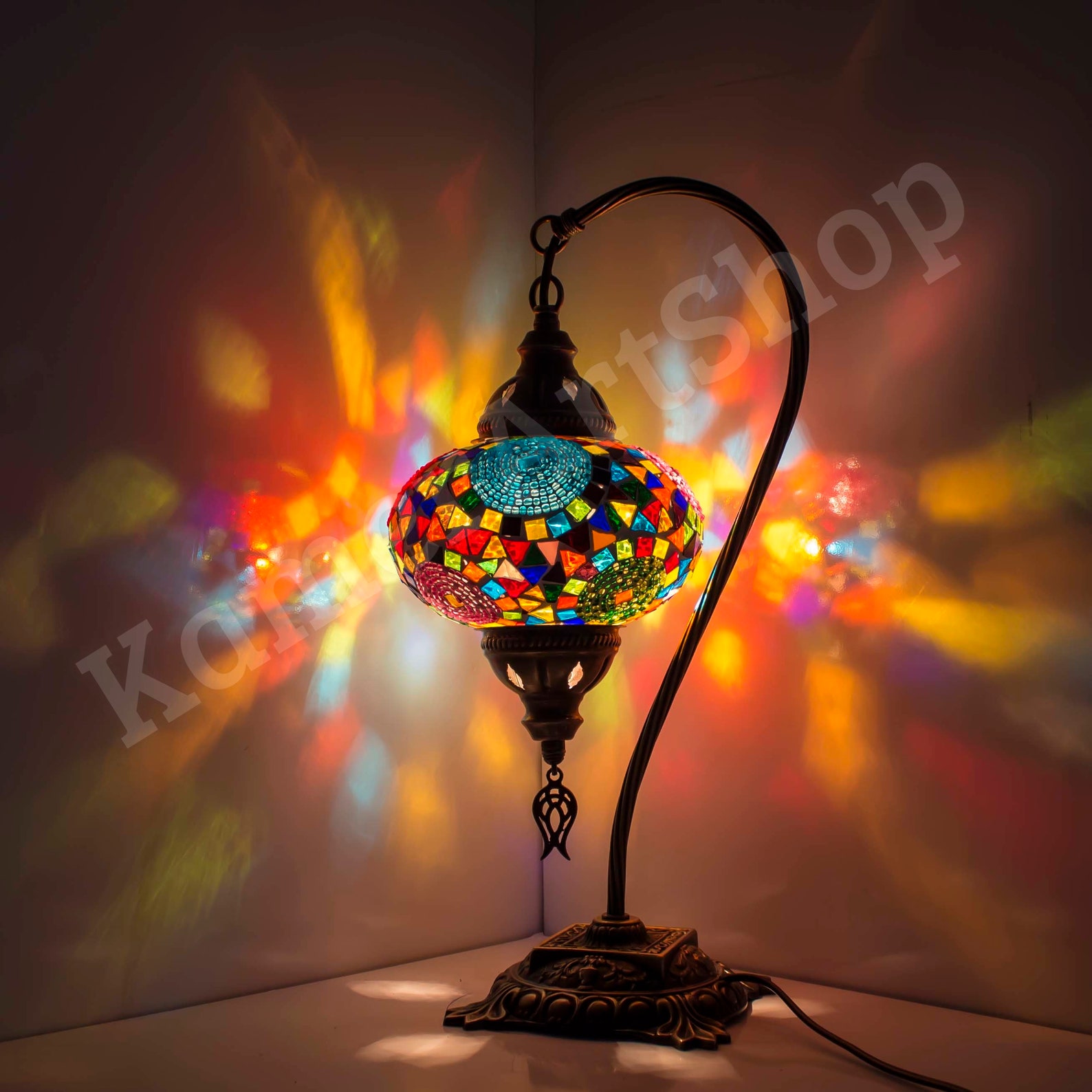 Moroccan Lamp Mosaic Bedside Table Lamp with bronze Etsy