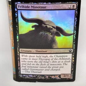 Magic the Gathering Card Notebook, Handmade, MTG Card, Theros Foil Felhide Minotaur
