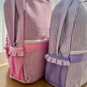 Monogrammed Seersucker Toddler Backpack: Personalized Preschool Book Bag image 5