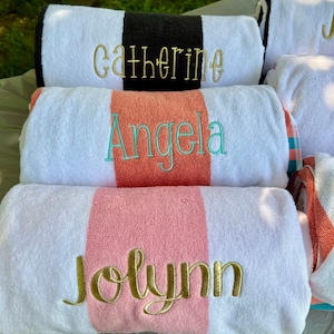 Personalized EMBROIDERED XL Beach Towel, Customized Two-Tone Cabana Towel, Embroidered Oversized Striped Beach Towel,Monogrammed Pool Towel