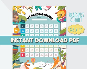 printing for homework Printable Reading Chart for Kids - Reading Habit Tracker - Homework Chart 8.5x11" - Digital Instant PDF Download