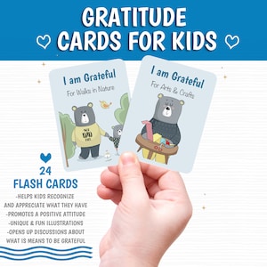 Dankbarkeitskarten für Kinder - Soziale emotionale Intelligenz - Muutma Herz Filz Lernen - I am Grateful 24 Karten