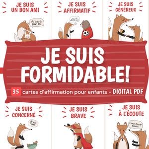 子供向けのフランス語デジタルアファメーションカード - ダウンロード可能な PDF - 35 枚の印刷可能なカード