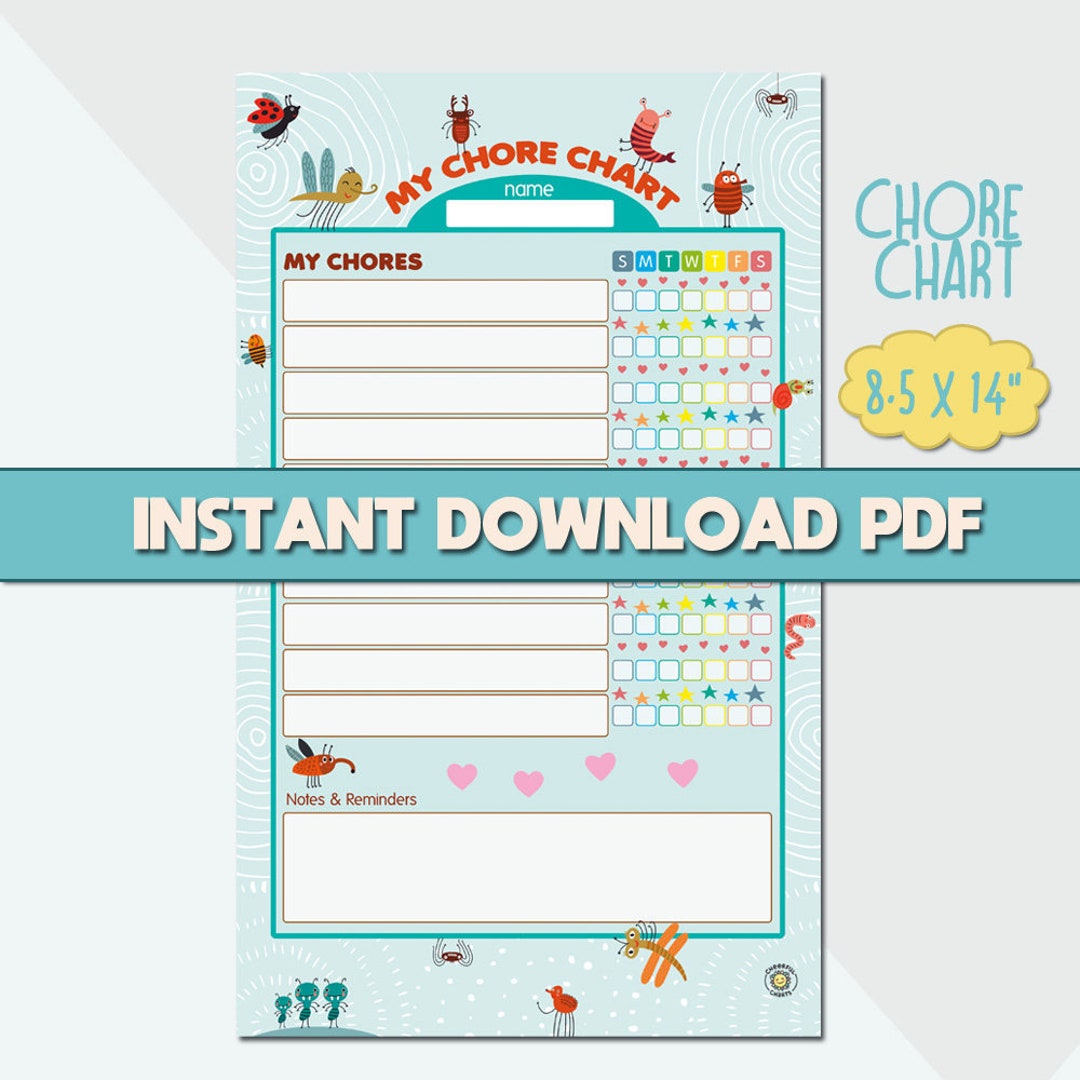 Chore Charts for Kids, Blue Reward Chart Printable Editable Template – Café  Latte Designs