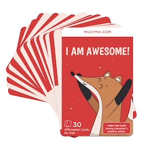 Affirmation Cards for Kids - I am Awesome Card Deck - Builds Character and Positive Values 30 Cards