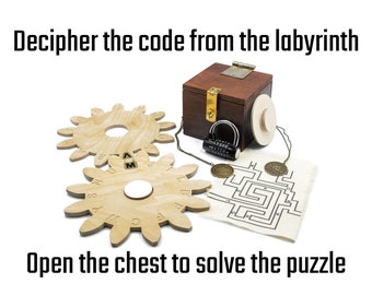 Objeto de escape room con rompecabezas de mapa pirata