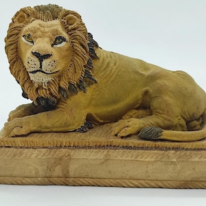 Hand Carved Wooden Lion Statue Kadam Wood Animal Figurine | Rustic Jungle Decor | Wildlife Sculpture | Safari King Gift