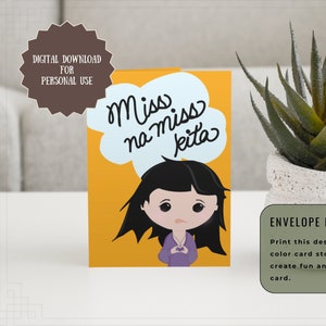 Miss na miss kita wenskaart / Tagalog digitale downloadkaart / wenskaart afdrukbaar / Filippijnse wenskaart / Missing You Card