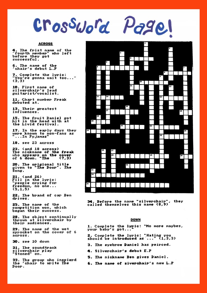 Silverchair FANZINE: 'chair Notes - Mel Buttigieg - Etsy