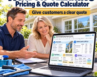 Window Cleaning Business Spreadsheet | Quote Calculator, Job Cost & Profit Tracker | Google Sheets