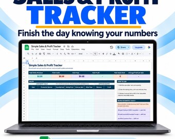 Umsatz-Tracker-Tabelle | Gewinnvorlage für Kleinunternehmen und Etsy-Verkäufer | Google Tabellen