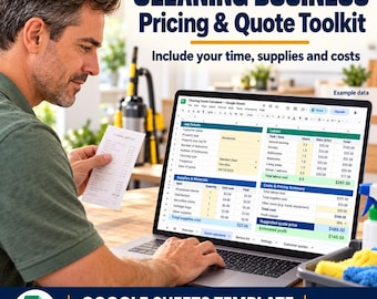 Cleaning Business Pricing Calculator | Quote Template, Job Cost & Profit Spreadsheet | Google Sheets