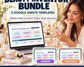 Beauty Tracker Bundle | Skincare Organizer, Makeup Inventory & Perfume Tracker | Google Sheets