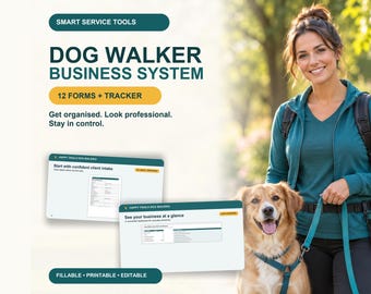 Ensemble de formulaires pour promeneurs de chiens : fiche client, carnet de promenades et outil de suivi d’activité.