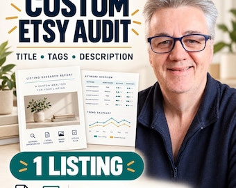 Custom Etsy Listing Audit | SEO Report, Keyword Research, Title, 13 Tags and Editable Workbook