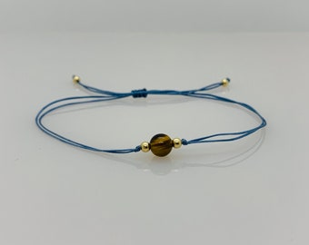 Pulsera de ojo de tigre, pulsera de protección, pulsera de amistad, yoga, piedra preciosa, macramé, oro, oro rosa, plata esterlina