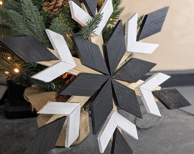 Featured listing image: Snowflake Mosaic Decoration – Wood Rustic Winter Wall Art