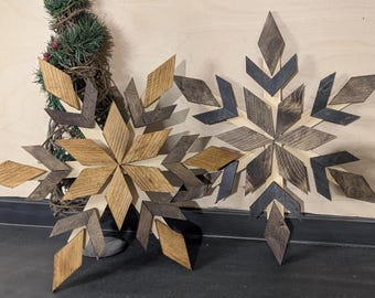 Snowflake Mosaic Decoration – Wood Rustic Winter Wall Art