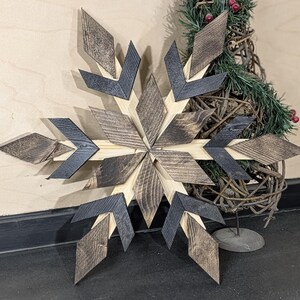 Snowflake Mosaic Decoration – Wood Rustic Winter Wall Art - Etsy