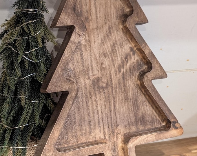 Featured listing image: Christmas Tree Wood Serving Tray – Food-Safe Charcuterie Board & Holiday Décor