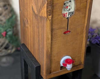 Wood Wine Box Holder with Design | Fits Boxed Wine or Bladder
