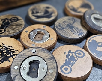 Custom Engraved Wood Bottle Opener Magnet