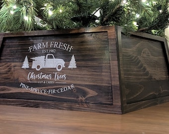 Christmas Tree Skirt –  Tree Farm Design | Folding Collar