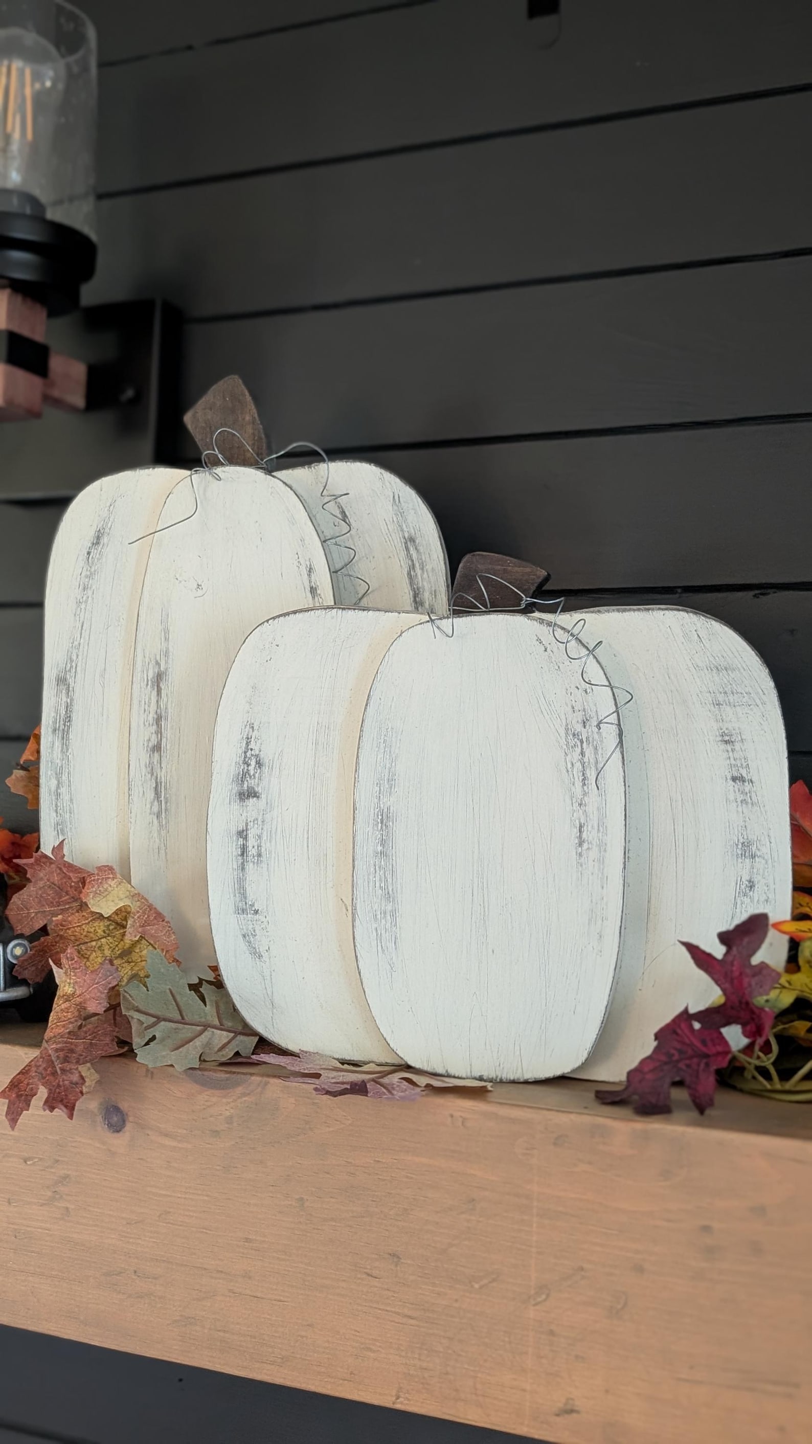 Rustic Wood Pumpkin Set – 2 Colour Options | Distressed Fall Décor With ...