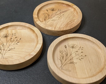 Trinket Dish Round– Laser Engraved Wooden Catchall