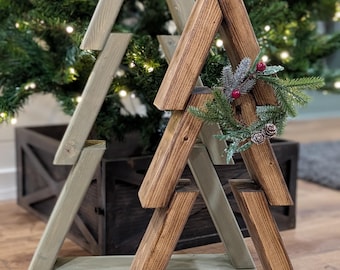 Christmas Tree Set – Wooden Rustic Holiday Décor (Set of 2)