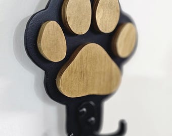 Paw Print Wall Hook – Personalized Pet Leash Holder