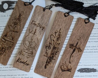 Bookmarks - wood | Custom, Fantasy, Dragon, Nature, Booktok & More - Reading fun