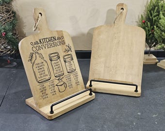 Wood Cookbook Stand – Cutting Board Style with Handle