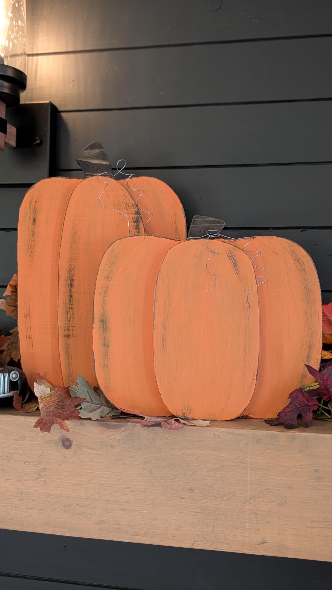 Rustic Wood Pumpkin Set – 2 Colour Options | Distressed Fall Décor With ...