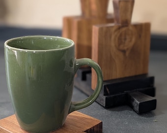 Wood Coaster Set with Stand – Set of 4
