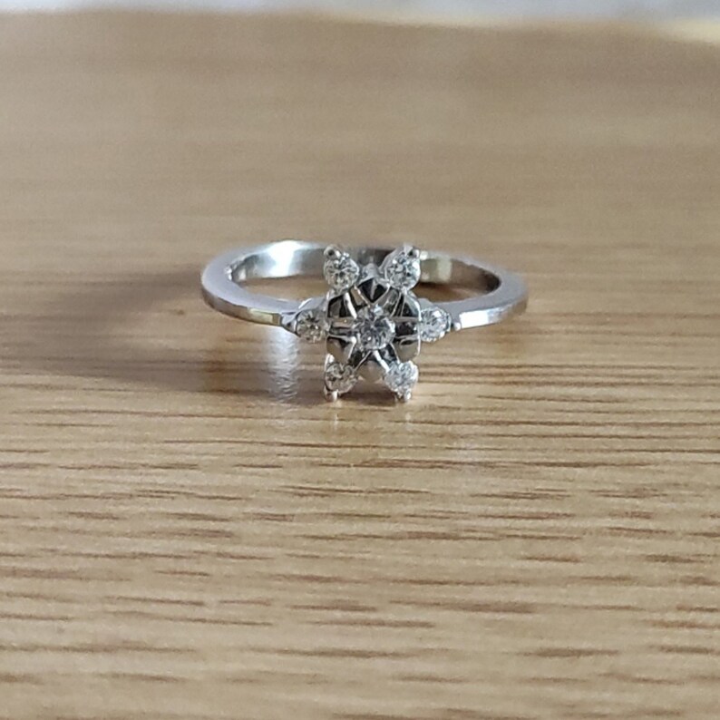 925 Sterling Silver RingFloral RingThanks Giving RingStudded with Round Diamond RingCz Diamond RingEngagement Ring